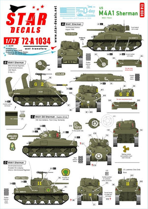 Star Decals 72-A1034 US M4A1 Sherman. Échelle 1/72