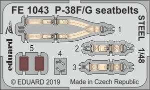 Ceintures de sécurité Eduard FE1043 P-38F/G en acier, échelle 1/48, Tamiya
