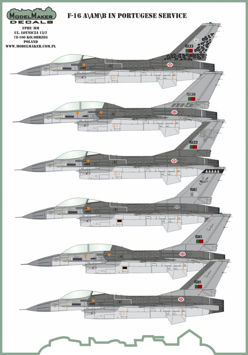 ModelMaker Decals D48136 F-16A/AM/B/BM in Portuquese service - generic set 1/48