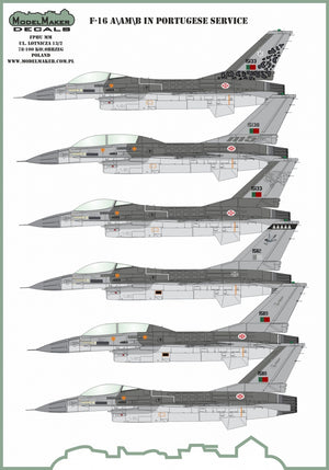 Décalcomanies ModelMaker D48136 F-16A/AM/B/BM en service portugais - jeu générique 1/48