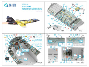 Intérieur coloré imprimé en 3D sur papier décalcomanie Quinta Studio QD32180 F-104S (Italeri) 1/32 – imagen 7