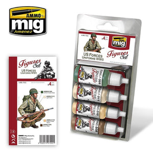 AMMO de Mig Jimenez 7022, uniformes des forces américaines, figurines de la Seconde Guerre mondiale, lot de 4 x 17 ml