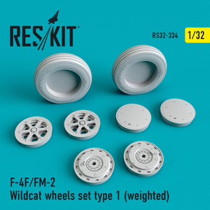 RESKIT RS32-0334 F4F/FM-2 « WILDCAT » JEU DE ROUES TYPE 1 (LESTÉ) 1/32