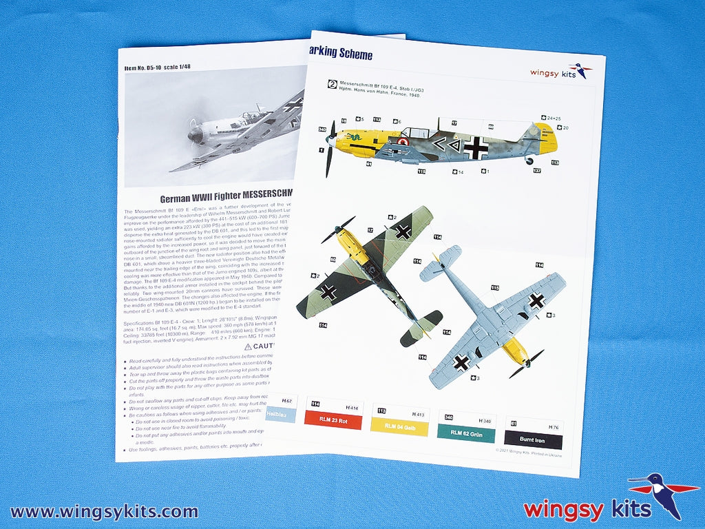 Maquette Wingsy D5-10 Chasseur allemand de la Seconde Guerre mondiale MESSERSCHMITT Bf 109 E-4 1/48 – immagine 11