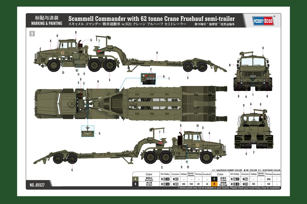 Hobby Boss 85527 Scammell Commander avec grue de 62 tonnes et semi-remorque Fruehauf au 1/35  – image 6