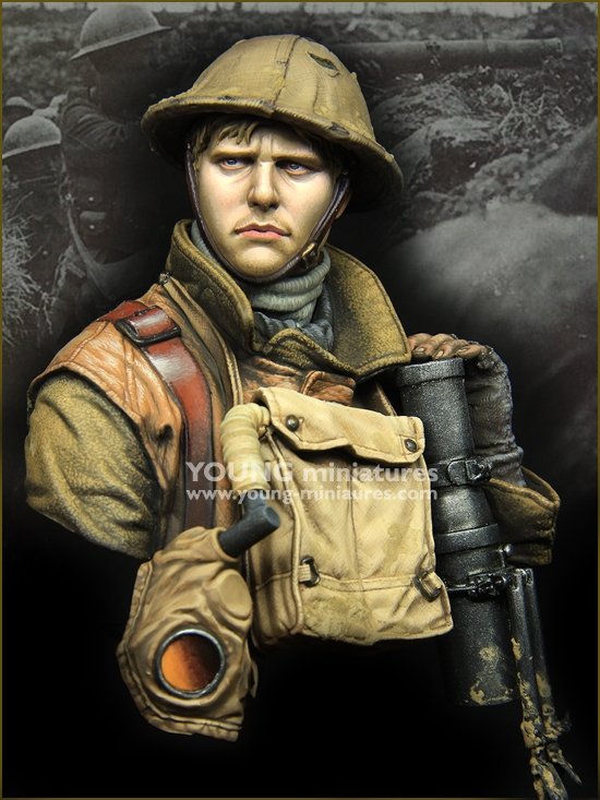 Figurine Young Miniatures YM1875 Canonnier britannique LEWIS Première Guerre mondiale 1/10