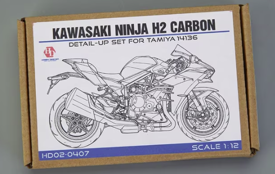 Kit de photodécoupe Hobby Design HD02-0407 pour Kawasaki Ninja H2 Carbon Tamiya 1/12