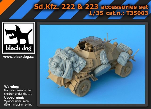 Ensemble d&amp;#39;accessoires Black Dog T35003 Sd.Kfz. 222 et 223 pour maquettes Tamiya au 1/35