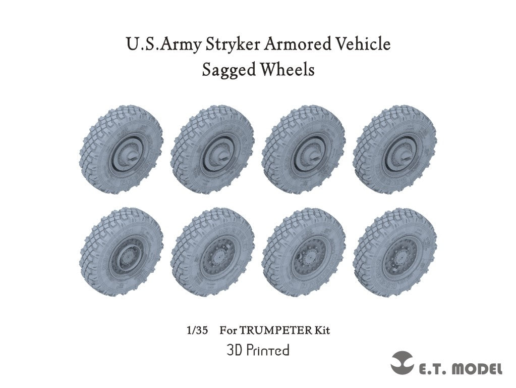 Roues affaissées pour véhicule blindé Stryker de l&amp;#39;armée américaine (modèle ET P35-158) - Kit TRUMPETER au 1/35