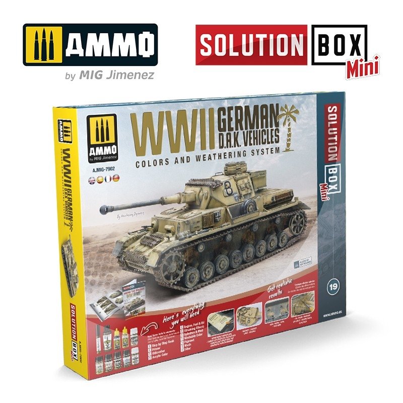 Munitions de Mig Jimenez 7902 SOLUTION BOX MINI – Véhicules DAK allemands de la Seconde Guerre mondiale