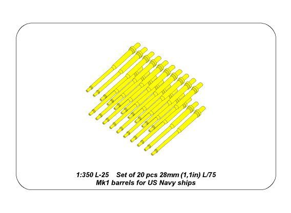 Aber 350L-25 Ensemble de 20 canons de 28 mm (1,1 pouce) L/75Mk.1 pour navires de l&amp;#39;US Navy (1/350) – immagine 6