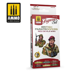 Munitions de Mig Jimenez 7045 Parachutistes britanniques Diables rouges Seconde Guerre mondiale, lot de 6 x 17 ml