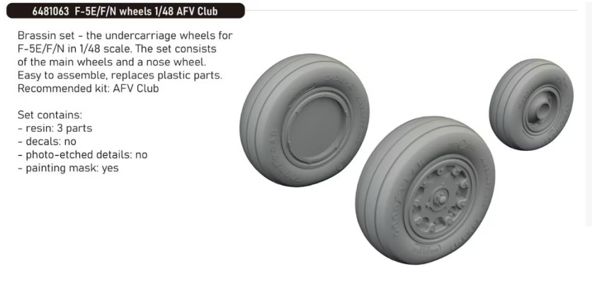 Roues Eduard 6481063 F-5E/F/N pour AFV Club 1/48