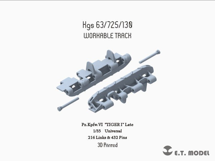 ET Model P35-003 Maquette de char allemand TIGER I (version tardive) de la Seconde Guerre mondiale, chenille fonctionnelle (impression 3D), échelle 1/35