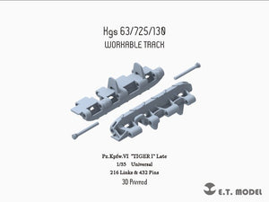 ET Model P35-003 Maquette de char allemand TIGER I (version tardive) de la Seconde Guerre mondiale, chenille fonctionnelle (impression 3D), échelle 1/35