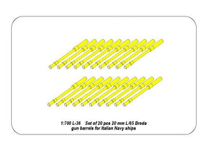 Aber 1/700L-037 Ensemble de 20 canons Breda L/65 de 20 mm pour navires de la marine italienne 1/700 – imagen 2