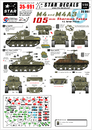 Star Decals 35-991 US M4 et M4A3 105 mm 1/35