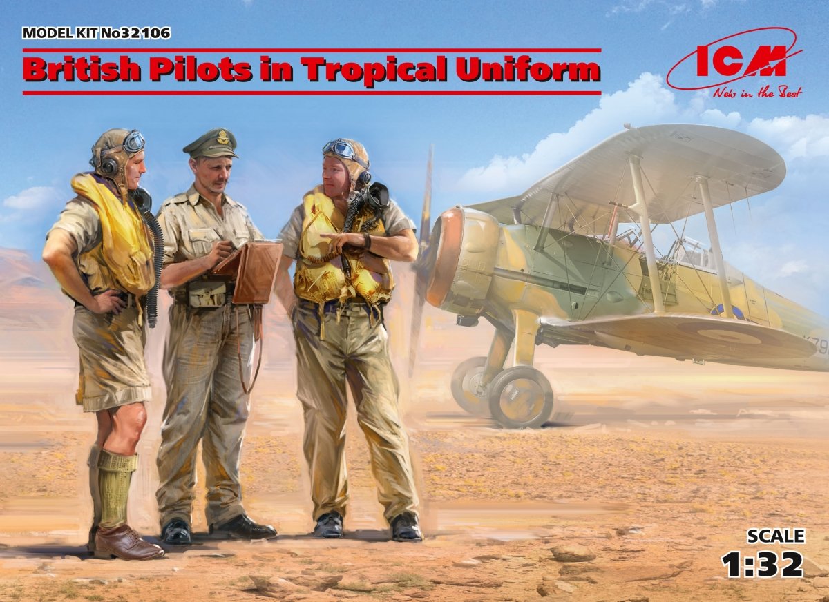 ICM 32106 Pilotes britanniques en uniforme tropical (1939-1943) (3 figurines) 1/32 