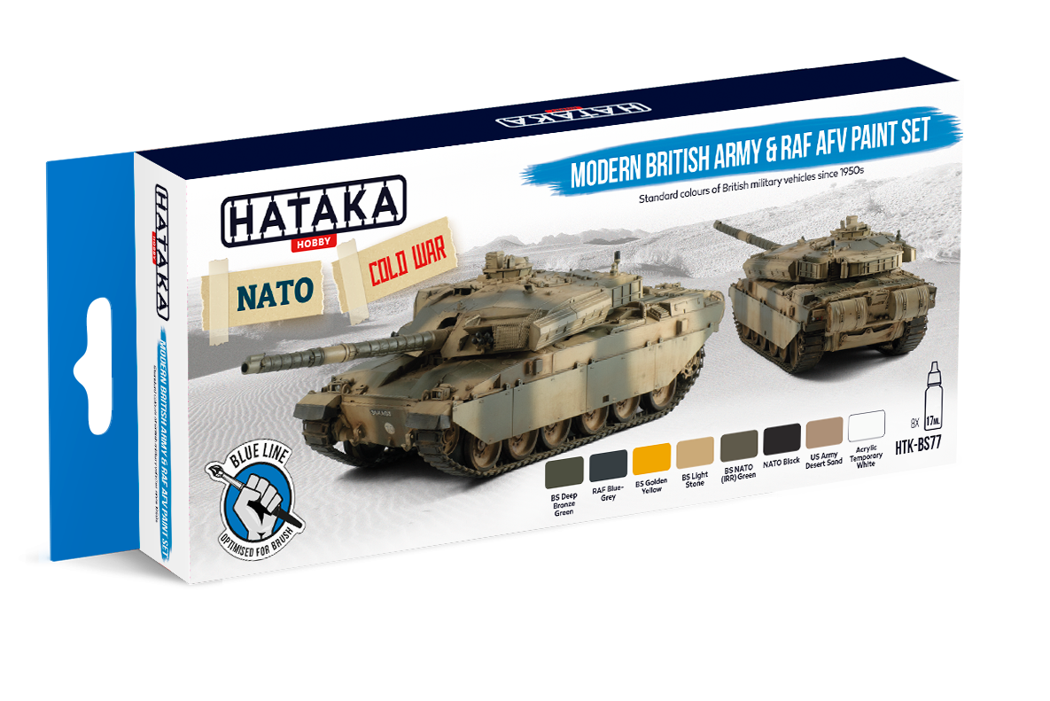 Ensemble de peinture Hataka HTK-BS77 pour véhicules blindés modernes de l'armée britannique et de la RAF (8 x 17 ml)