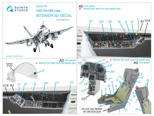 Intérieur imprimé en 3D et coloré sur papier décalcomanie Quinta Studio QD32109 F/A-18C Late (Academy) à l&amp;#39;échelle 1/32 – image 12