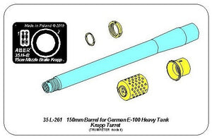 Canon Aber 35L-261 de 150 mm avec frein de bouche pour char allemand E-100 à tourelle Krupp, échelle 1/35 – immagine 3