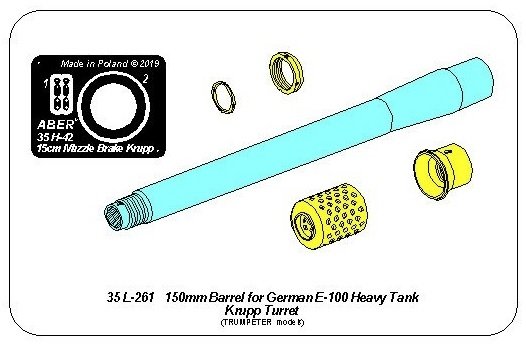Canon Aber 35L-261 de 150 mm avec frein de bouche pour char allemand E-100 à tourelle Krupp, échelle 1/35 – immagine 3