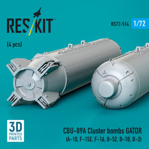 RESKIT RS72-0514 Bombes à fragmentation CBU-89A GATOR (4 pièces) (Impression 3D) 1/72 – image 3