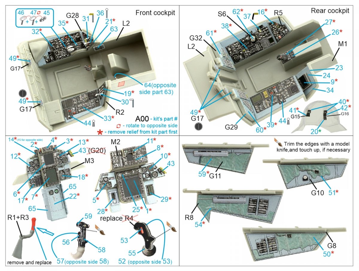 Intérieur du F-14B imprimé en 3D et coloré, modèle Quinta Studio QD32099 (Trumpeter), échelle 1/32 – image 2