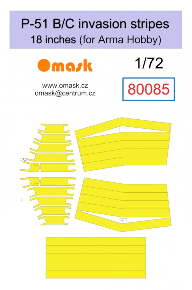Bandes d'invasion Omask 80085 P-51 B/C 18 pouces (pour Arma Hobby) 1/72