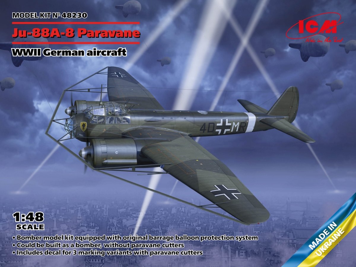 ICM 48230 Ju-88A-8 Paravane Avion allemand de la Seconde Guerre mondiale 1/48