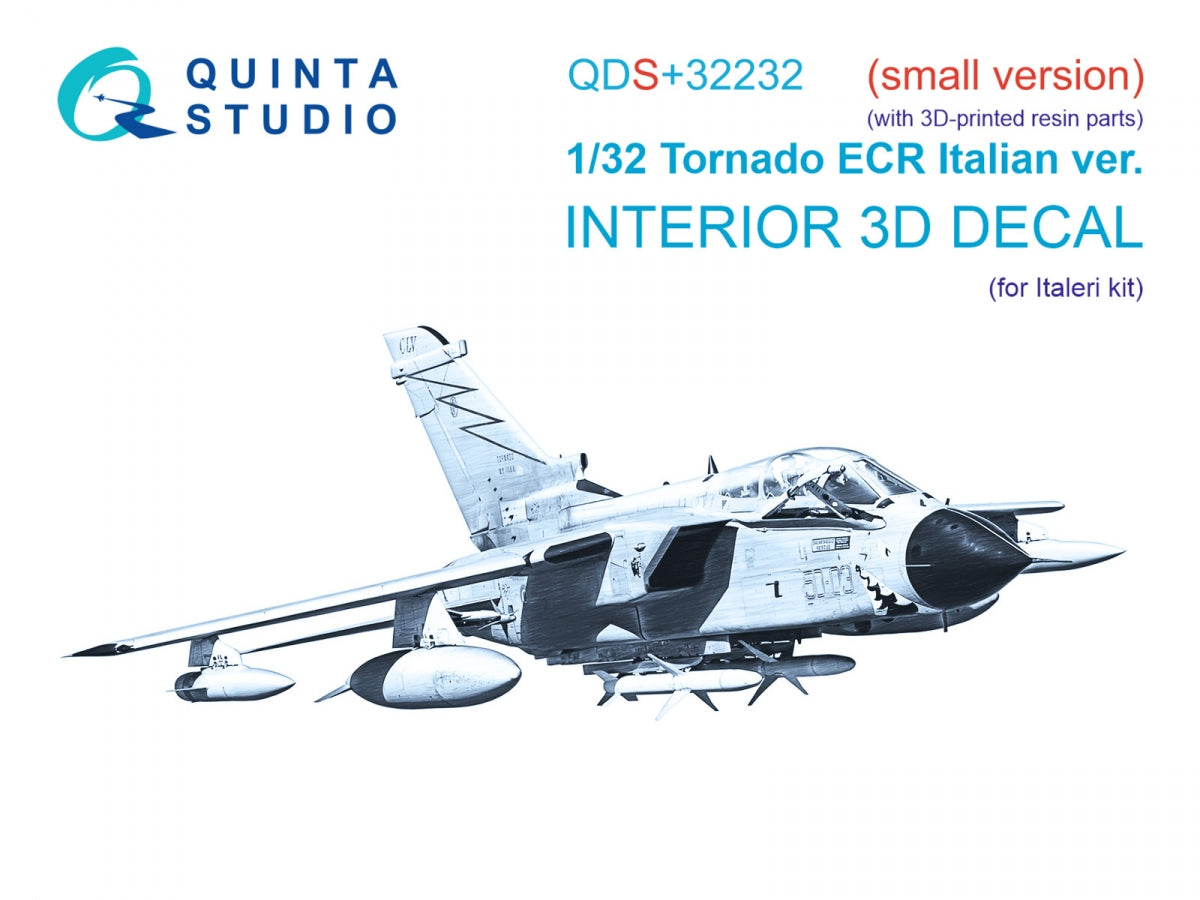 Quinta Studio QDS+32232 Tornado ECR Italian 3D-Printed &amp; colored Interior on decal paper (Italeri) (Small version) (with 3D-printed resin parts) 1/32