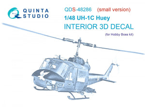 Intérieur imprimé en 3D et coloré sur papier décalcomanie Quinta Studio QDS-48286 UH-1C (HobbyBoss) (Petite version) 1/48