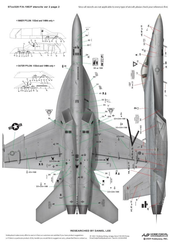 HobbyDecal ST72028V2 Pochoirs F/A-18E/F ver 2 1/72 – immagine 3