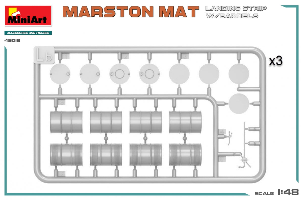 MiniArt 49019 PISTE D&amp;#39;ATTERRISSAGE MARSTON MAT avec BARILS 1/48 – immagine 3