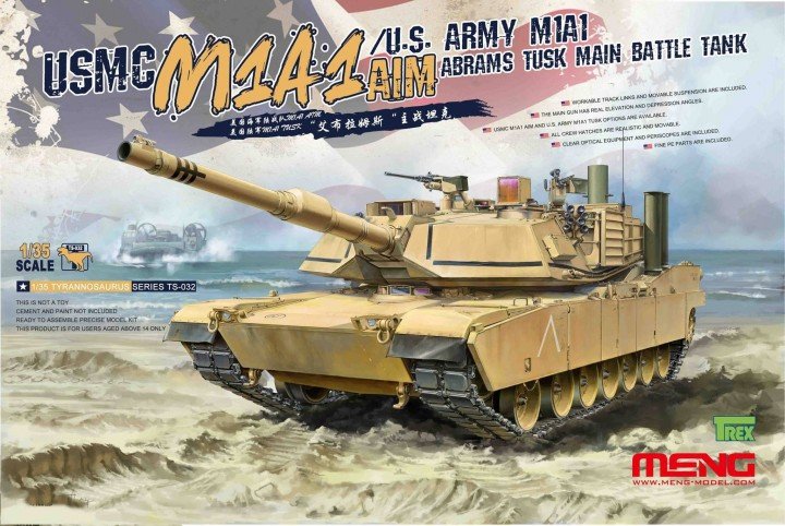 Maquette Meng TS-032 USMC M1A1 AIM/US Army M1A1 Abrams Tusk 1/35