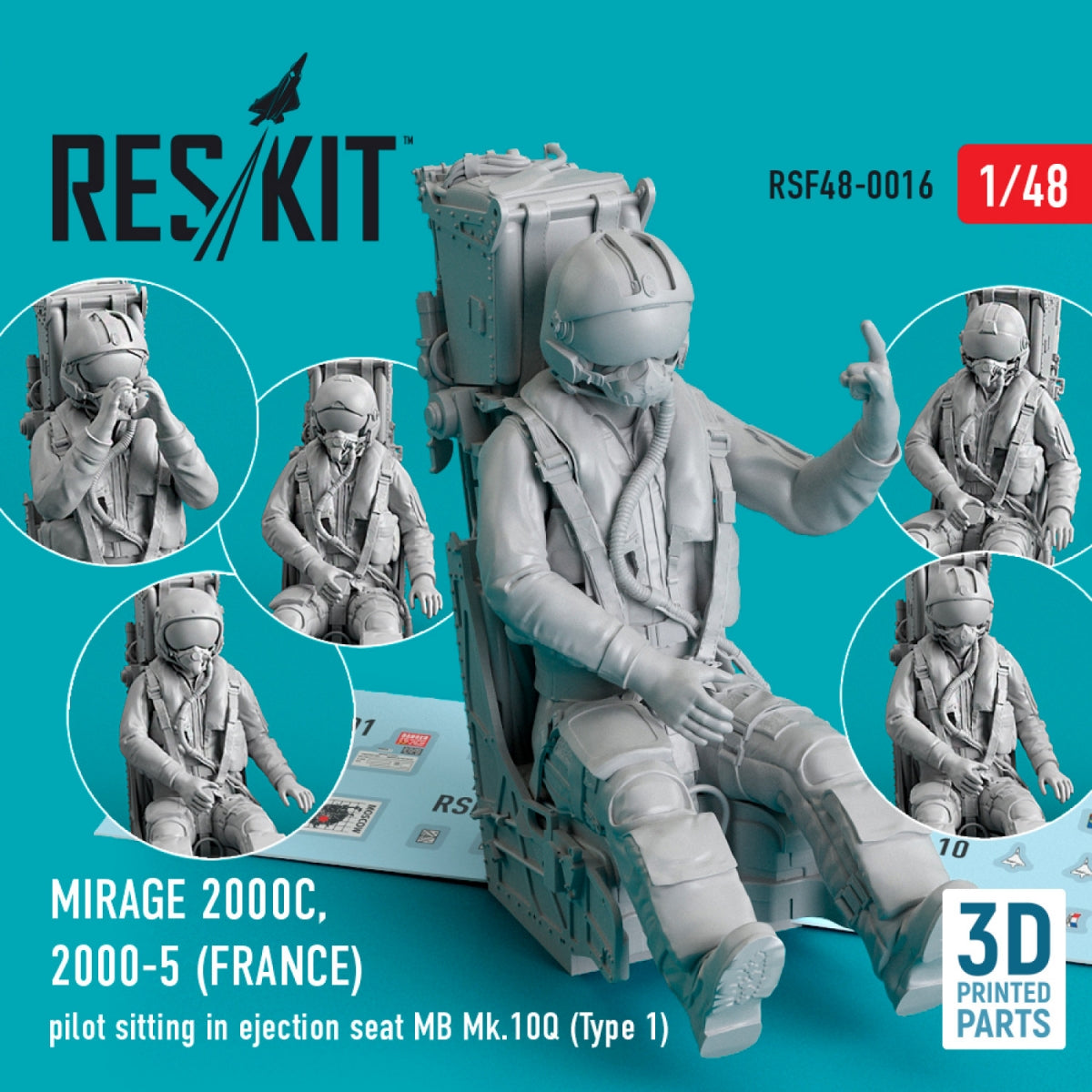 RESKIT RSF48-0016 MIRAGE 2000C, 2000-5 (FRANCE) PILOTE ASSIS DANS UN SIÈGE ÉJECTABLE MB MK.10Q (TYPE 1) (IMPRIMÉ EN 3D) 1/48