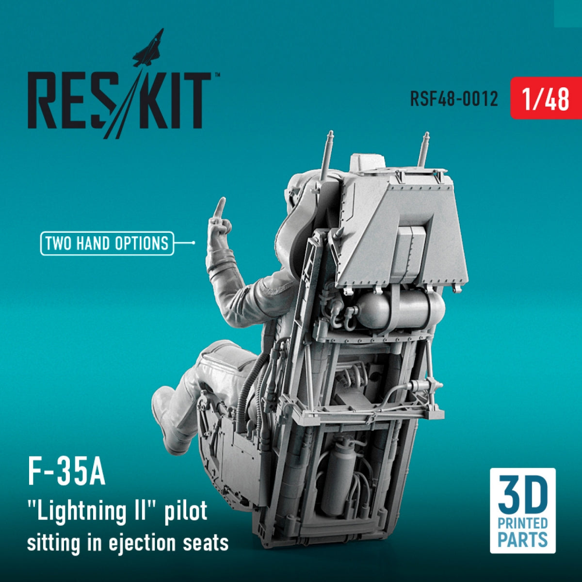 RESKIT RSF48-0012 F-35A « LIGHTNING II » PILOTE ASSIS DANS UN SIÈGE ÉJECTIONNABLE MODIFICATION TARDIVE (TYPE 1) (IMPRIMÉ EN 3D) 1/48 – immagine 3