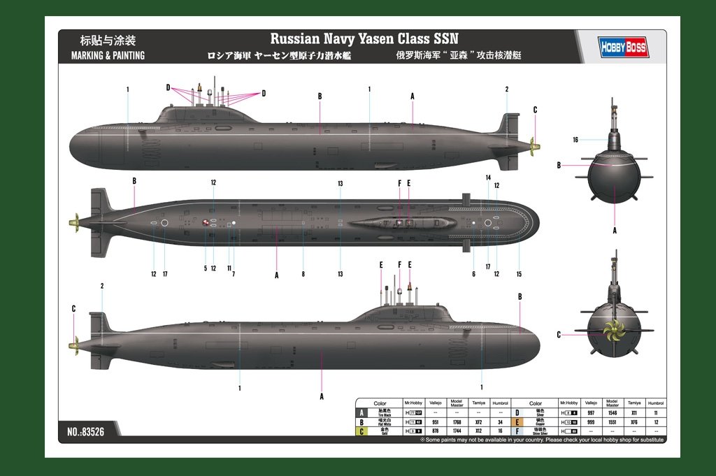 Hobby Boss 83526 Russian Navy Yasen Class SSN 1/350 – zdjęcie 2