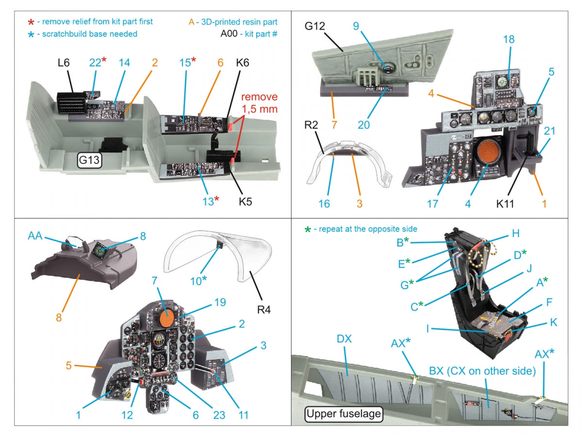 Intérieur imprimé en 3D et coloré sur papier décalcomanie (Academy) du F-4J Phantom II de Quinta Studio QD+48489 (avec pièces en résine imprimées en 3D) à l&amp;#39;échelle 1/48 – image 3