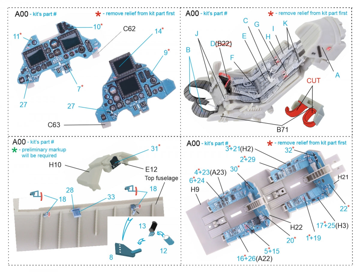 Intérieur imprimé en 3D et coloré sur papier décalcomanie Quinta Studio QD48212 Su-30MKK (KittyHawk) 1/48 – image 2