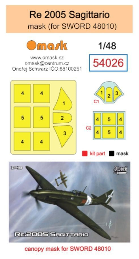 Masque Sagittario Omask 54026 Re 2005 (pour Sword 48010) 1/48 