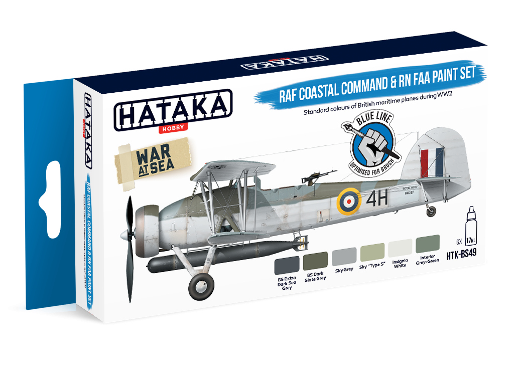 Hataka HTK-BS49 BLUE LINE – Coffret de peinture RAF Coastal Command &amp; RN FAA 6 x 17 ml