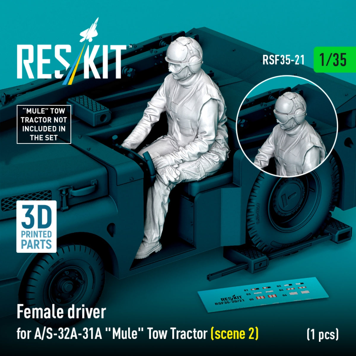 RESKIT RSF35-0021 Female driver for A/S-32A-31A "Mule" Tow Tractor (scene 2) (1 pcs) (3D Printed) 1/35