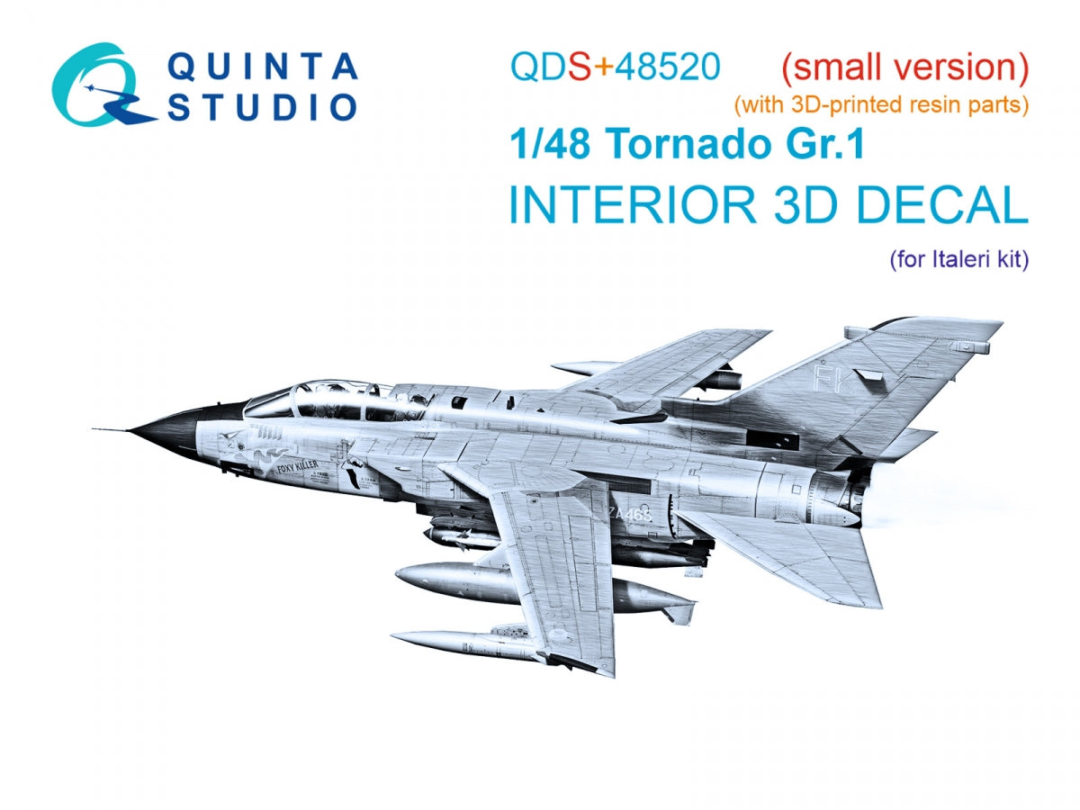 Quinta Studio QDS+48520 Tornado Gr.1 Intérieur coloré imprimé en 3D sur papier décalcomanie (Italeri) (petite version) (avec pièces en résine imprimées en 3D) 1/48