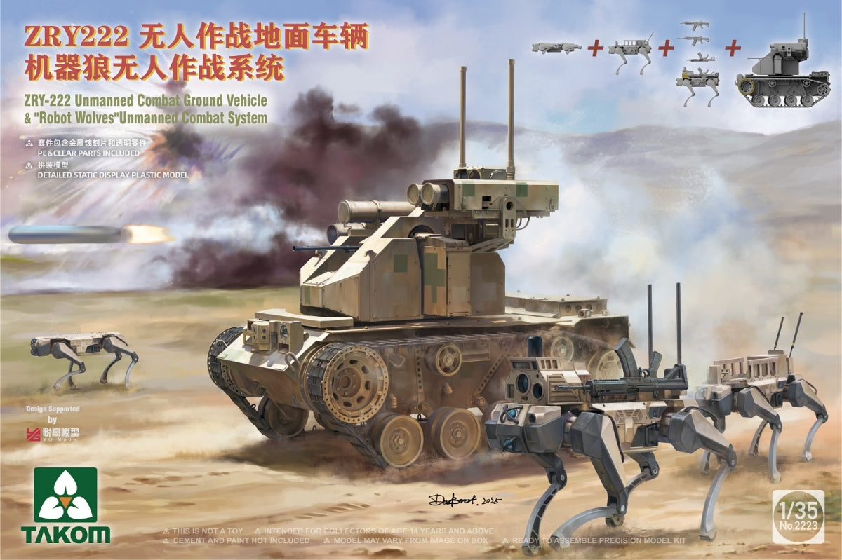 Takom 2223 ZRY-222 Unmanned Combat Ground Vehicle & "Robot Wolves" Unmanned Combat System 1/35