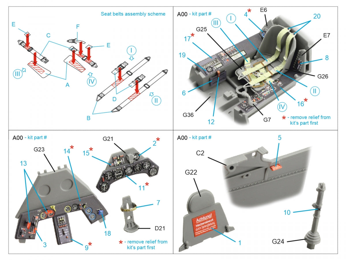 Quinta Studio QD35150 Fw 190A-8 interior 3D decals Border Model 1/35 – zdjęcie 10