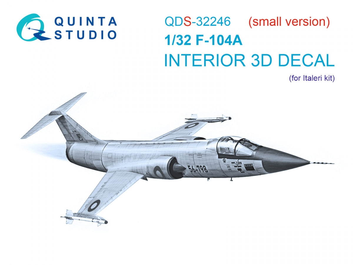 Intérieur imprimé en 3D et coloré sur papier décalcomanie Quinta Studio QDS-32246 F-104A (Italeri) (Petite version) 1/32