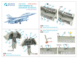 Intérieur imprimé en 3D et coloré sur papier décalcomanie (outillage Kinetic 2022) (petite version) Quinta Studio QDS-48418 F-16D bloc 30 – Bild 2