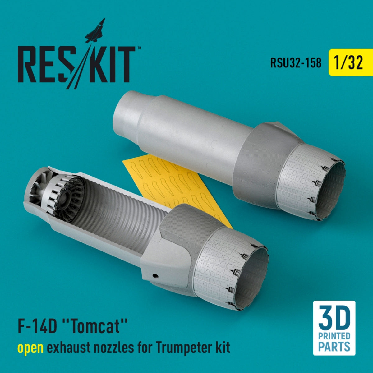 RESKIT RSU32-0158 Tuyères d'échappement ouvertes pour maquette Trumpeter F-14D Tomcat (Impression 3D) 1/32