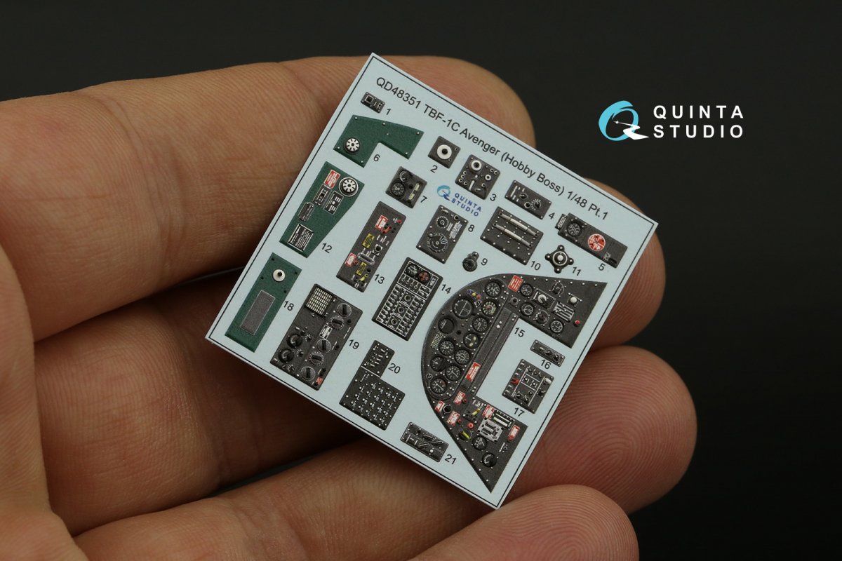Intérieur imprimé en 3D et coloré sur papier décalcomanie Quinta Studio QD48351 TBF-1C (Hobby Boss) 1/48 – image 3